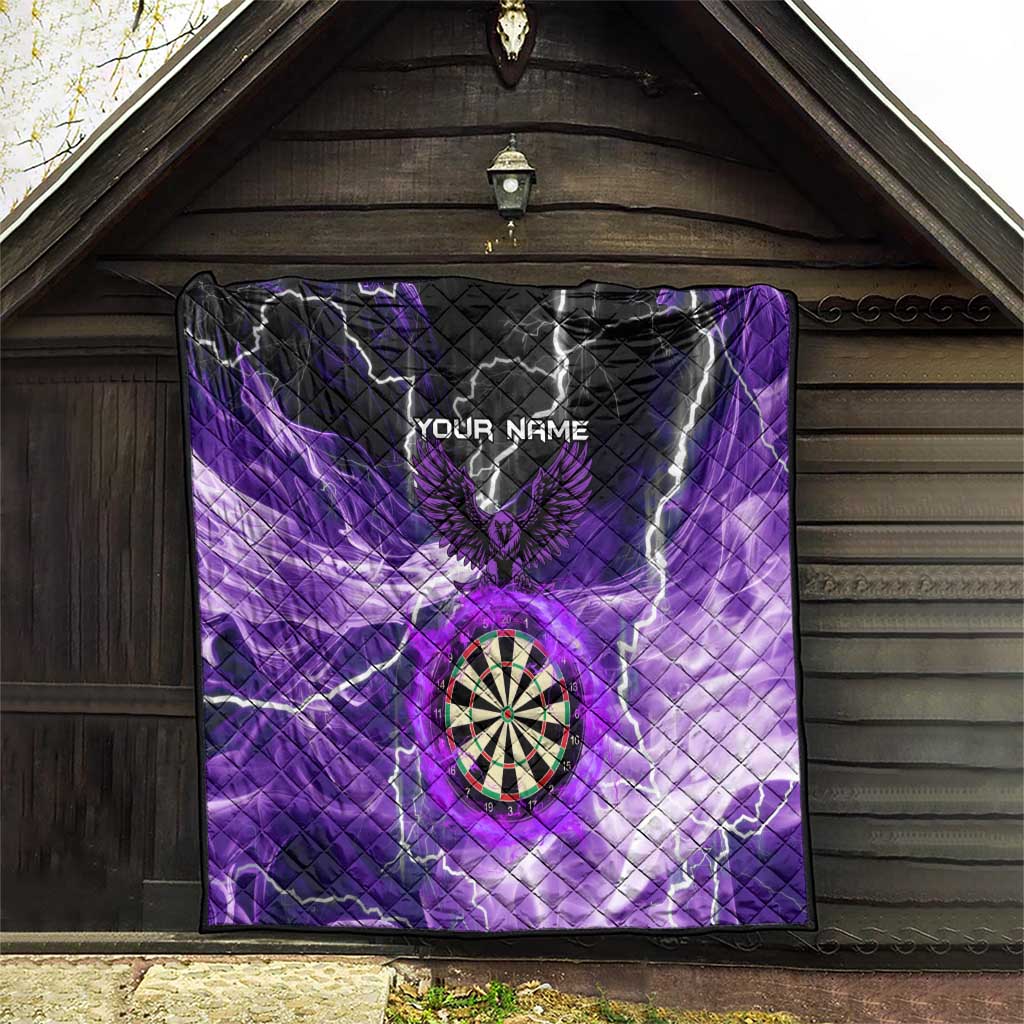 Personalized Purple Lightning Darts Board Quilt with Owl Graphic - Wonder Print Shop