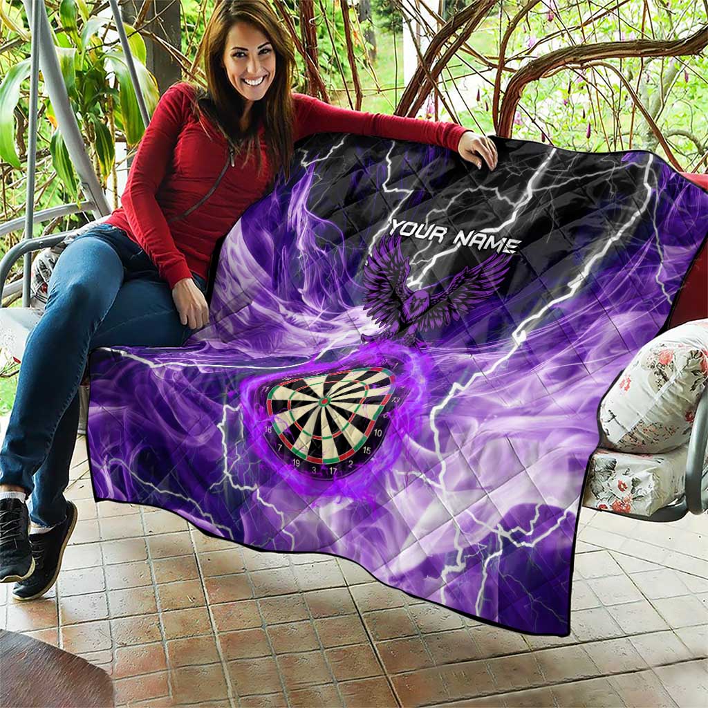 Personalized Purple Lightning Darts Board Quilt with Owl Graphic - Wonder Print Shop