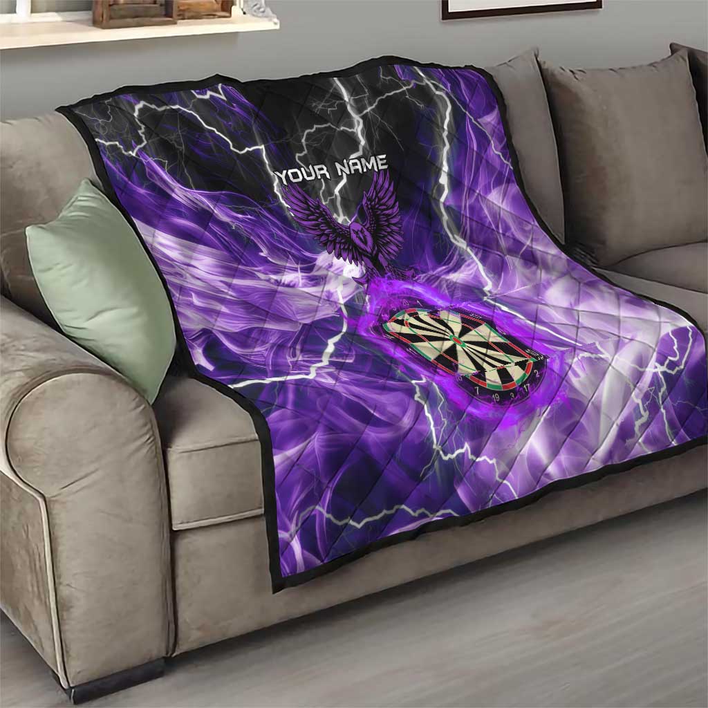 Personalized Purple Lightning Darts Board Quilt with Owl Graphic - Wonder Print Shop