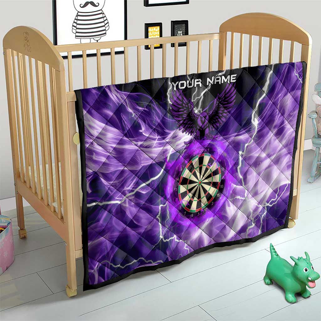 Personalized Purple Lightning Darts Board Quilt with Owl Graphic - Wonder Print Shop