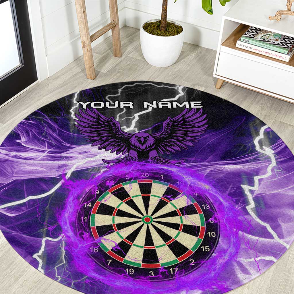Personalized Purple Lightning Darts Board Round Carpet with Owl Graphic - Wonder Print Shop