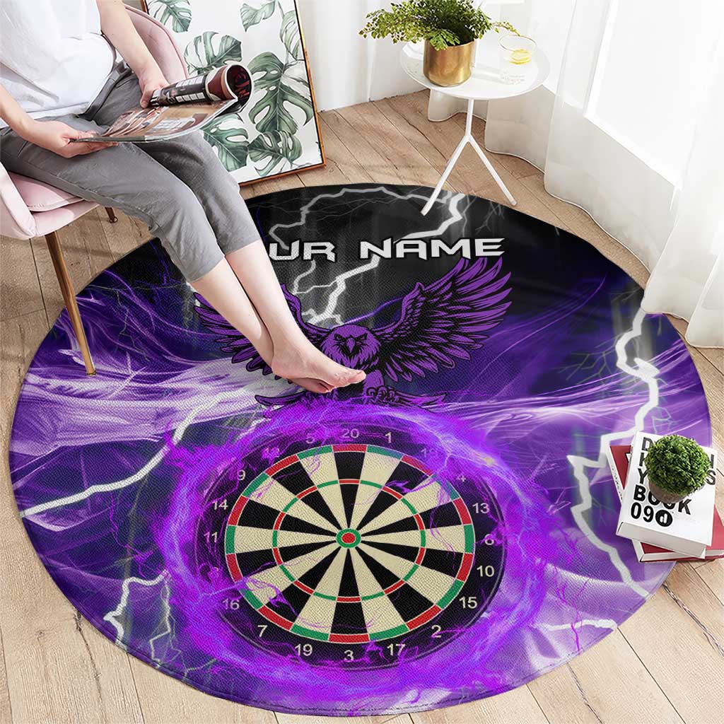 Personalized Purple Lightning Darts Board Round Carpet with Owl Graphic - Wonder Print Shop