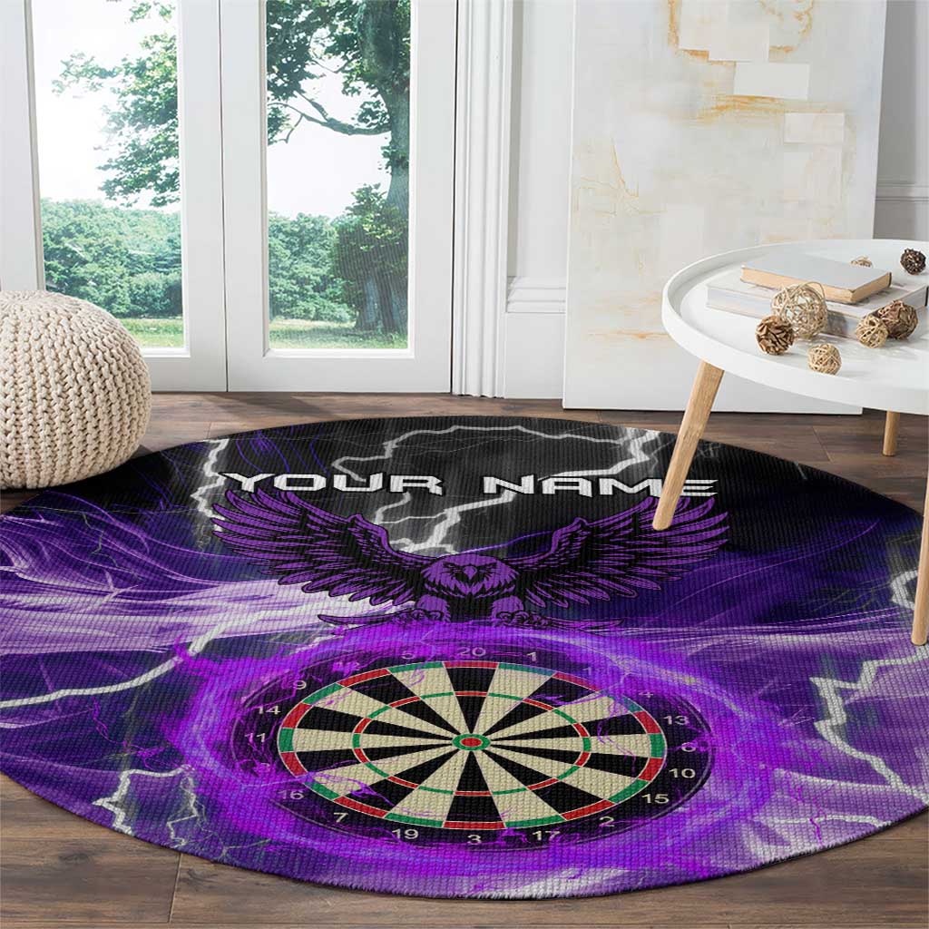 Personalized Purple Lightning Darts Board Round Carpet with Owl Graphic - Wonder Print Shop