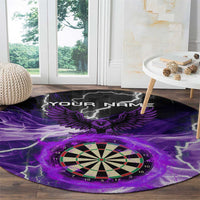 Personalized Purple Lightning Darts Board Round Carpet with Owl Graphic - Wonder Print Shop