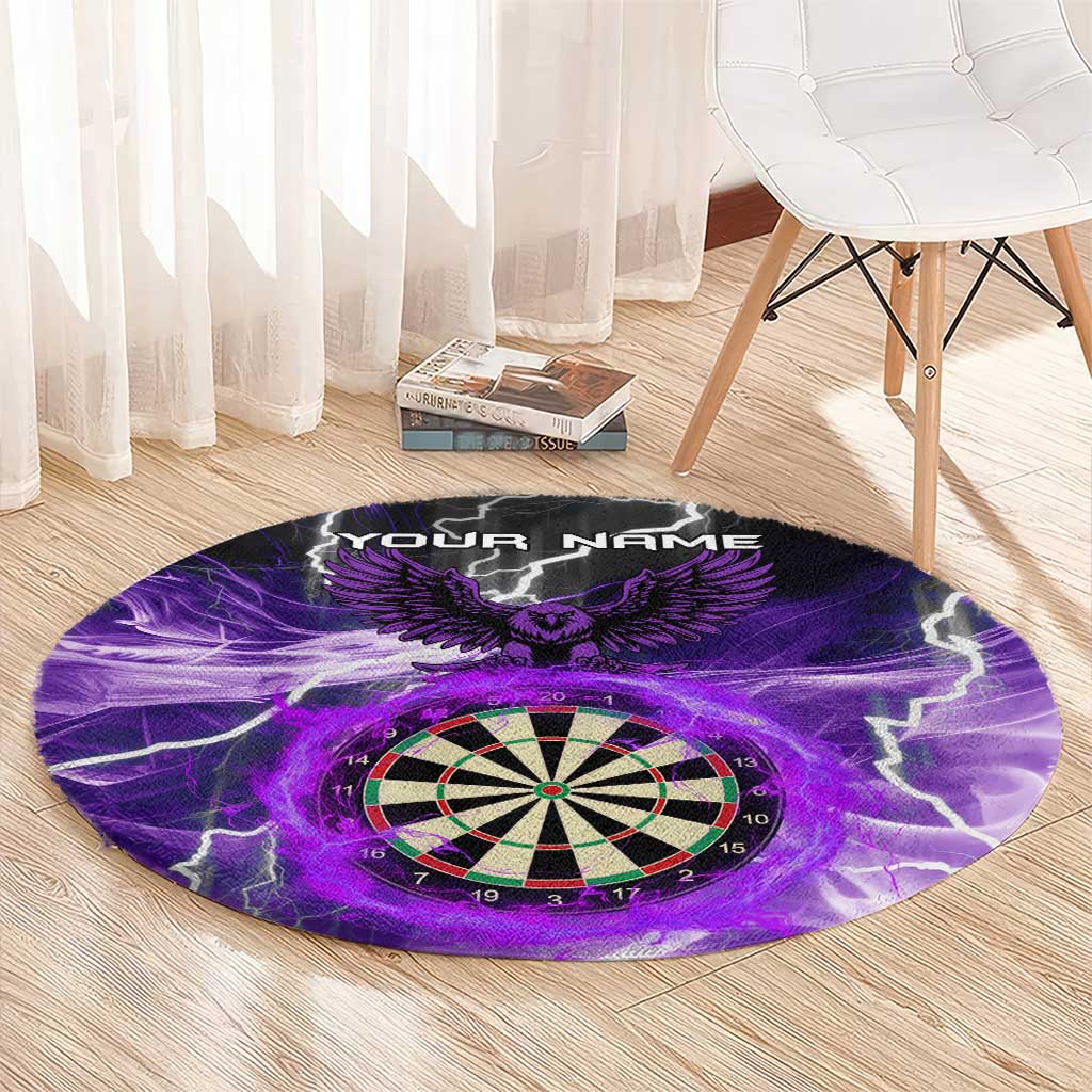 Personalized Purple Lightning Darts Board Round Carpet with Owl Graphic - Wonder Print Shop