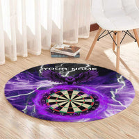 Personalized Purple Lightning Darts Board Round Carpet with Owl Graphic - Wonder Print Shop