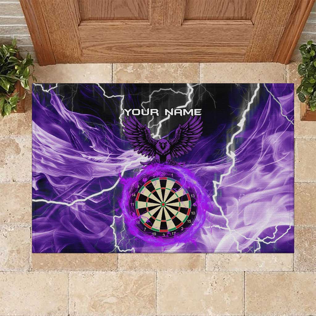 Personalized Purple Lightning Darts Board Rubber Doormat with Owl Graphic - Wonder Print Shop