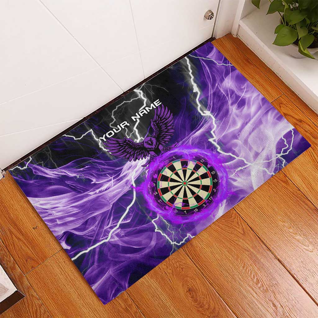 Personalized Purple Lightning Darts Board Rubber Doormat with Owl Graphic - Wonder Print Shop