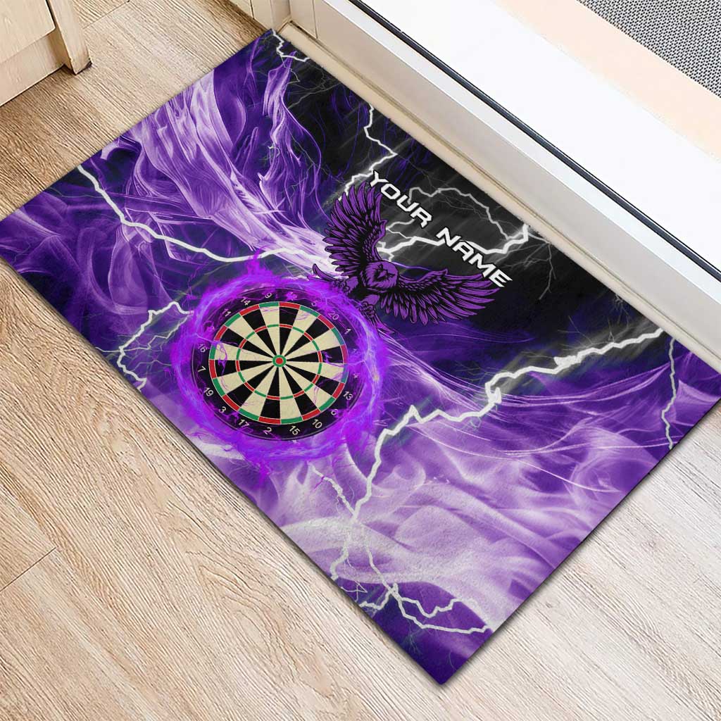 Personalized Purple Lightning Darts Board Rubber Doormat with Owl Graphic - Wonder Print Shop