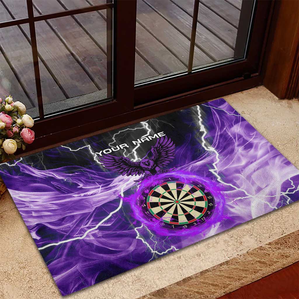 Personalized Purple Lightning Darts Board Rubber Doormat with Owl Graphic - Wonder Print Shop