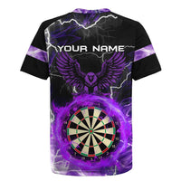 Personalized Purple Lightning Darts Board Rugby Jersey with Owl Graphic - Wonder Print Shop