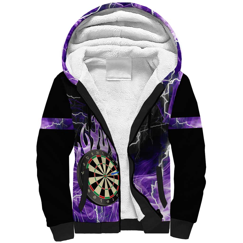 Personalized Purple Lightning Darts Board Sherpa Hoodie with Owl Graphic - Wonder Print Shop