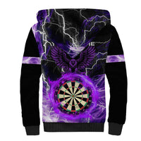 Personalized Purple Lightning Darts Board Sherpa Hoodie with Owl Graphic - Wonder Print Shop