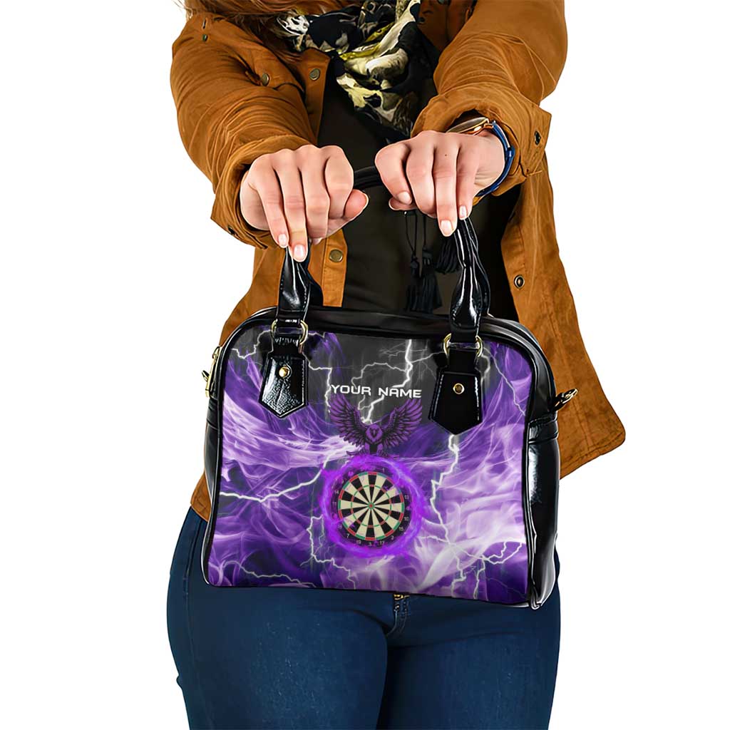 Personalized Purple Lightning Darts Board Shoulder Handbag with Owl Graphic - Wonder Print Shop