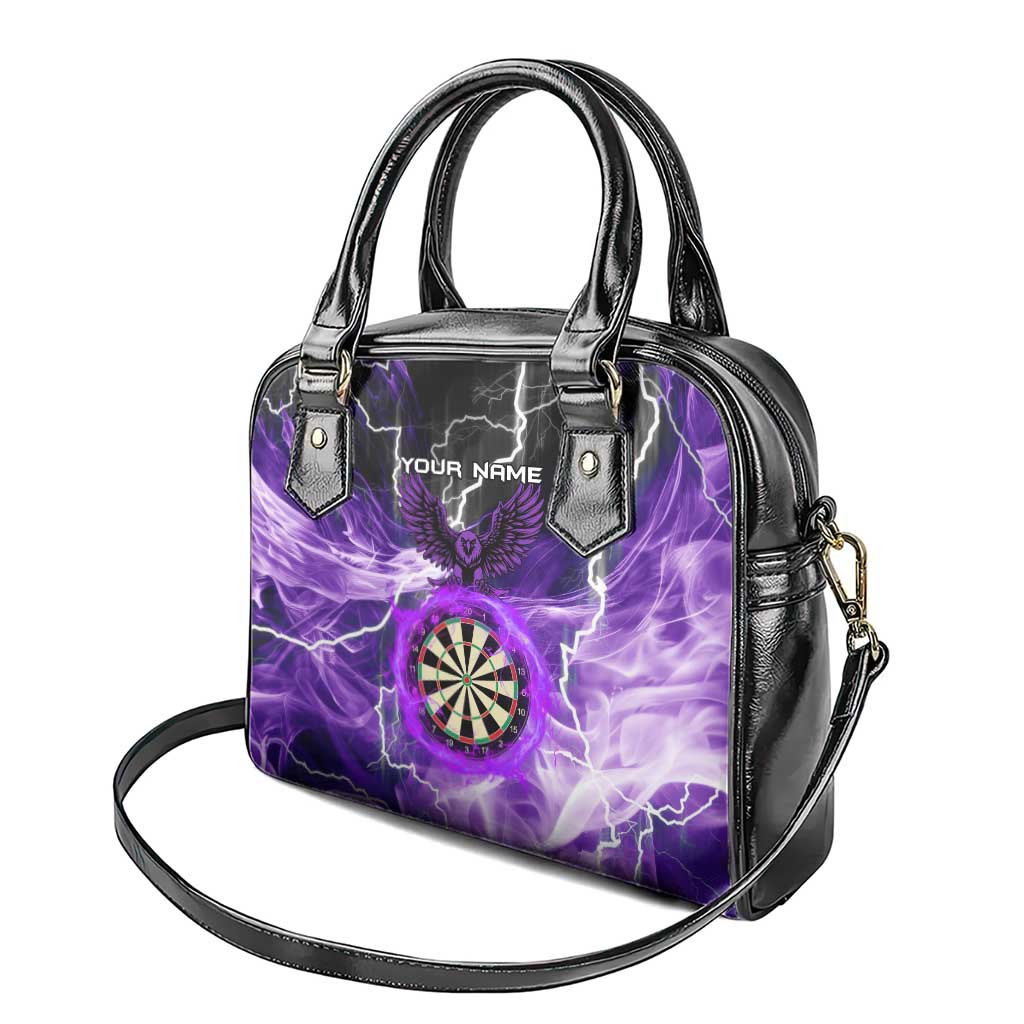 Personalized Purple Lightning Darts Board Shoulder Handbag with Owl Graphic - Wonder Print Shop