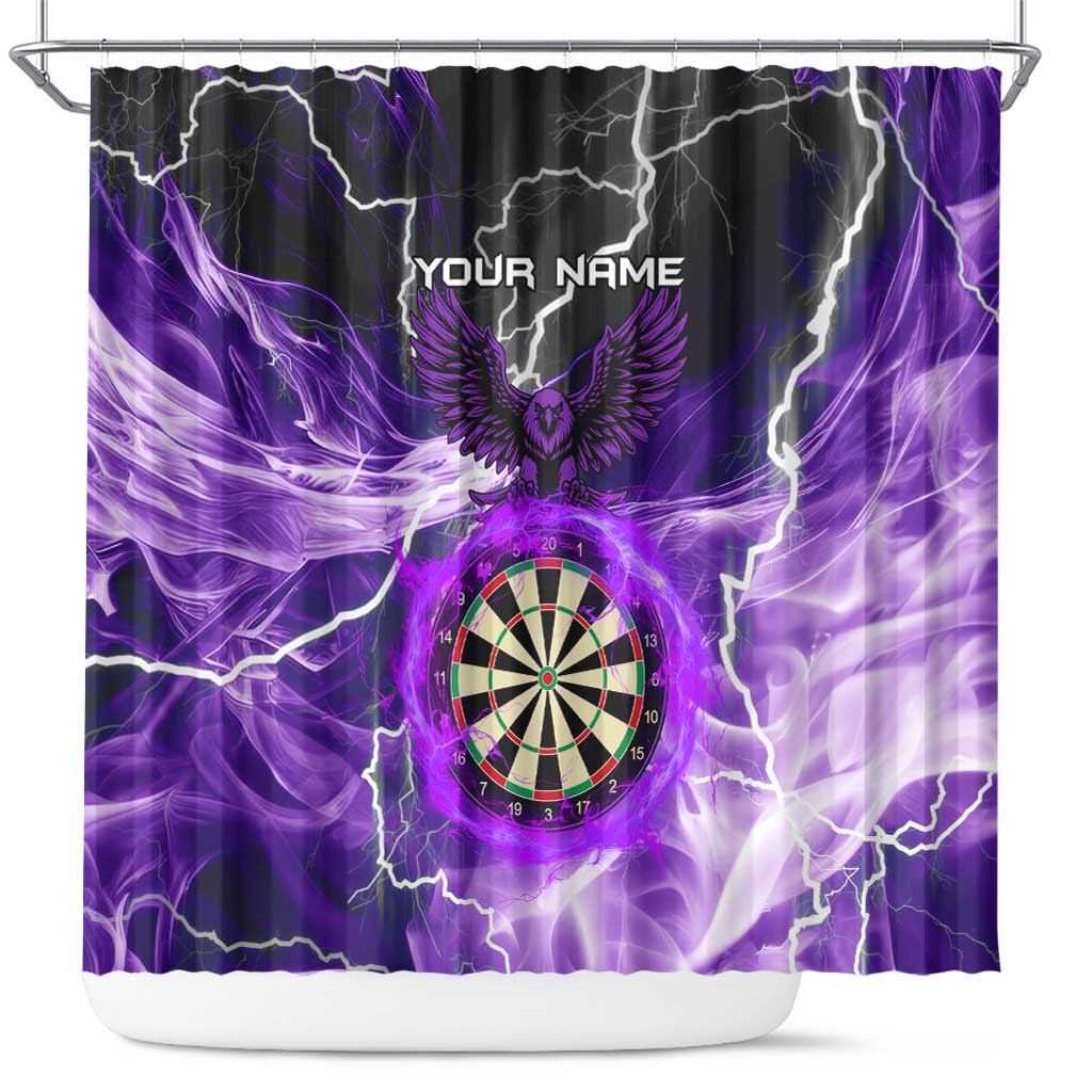 Personalized Purple Lightning Darts Board Shower Curtain with Owl Graphic - Wonder Print Shop