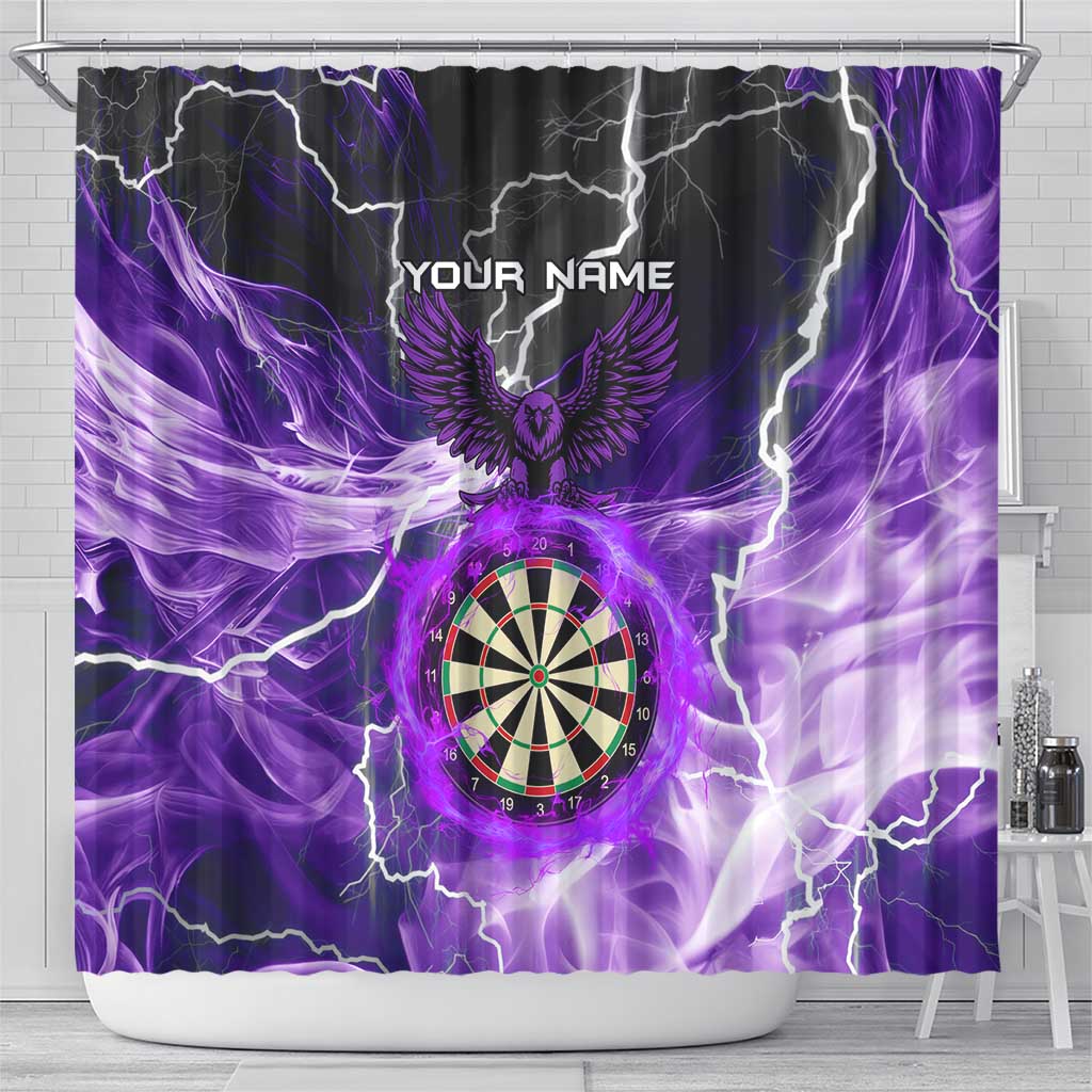 Personalized Purple Lightning Darts Board Shower Curtain with Owl Graphic - Wonder Print Shop