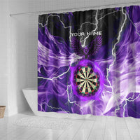 Personalized Purple Lightning Darts Board Shower Curtain with Owl Graphic - Wonder Print Shop