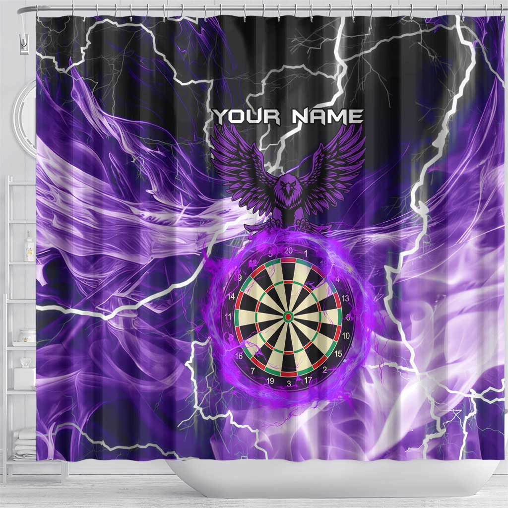 Personalized Purple Lightning Darts Board Shower Curtain with Owl Graphic - Wonder Print Shop