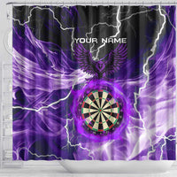 Personalized Purple Lightning Darts Board Shower Curtain with Owl Graphic - Wonder Print Shop