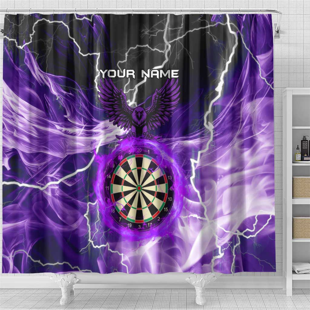 Personalized Purple Lightning Darts Board Shower Curtain with Owl Graphic - Wonder Print Shop