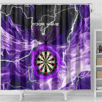 Personalized Purple Lightning Darts Board Shower Curtain with Owl Graphic - Wonder Print Shop