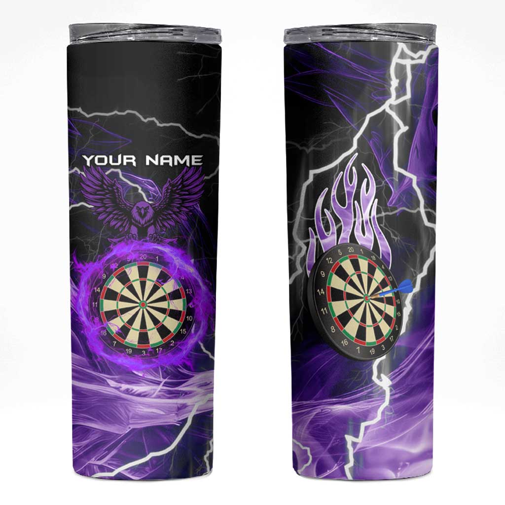 Personalized Purple Lightning Darts Board Skinny Tumbler with Owl Graphic - Wonder Print Shop
