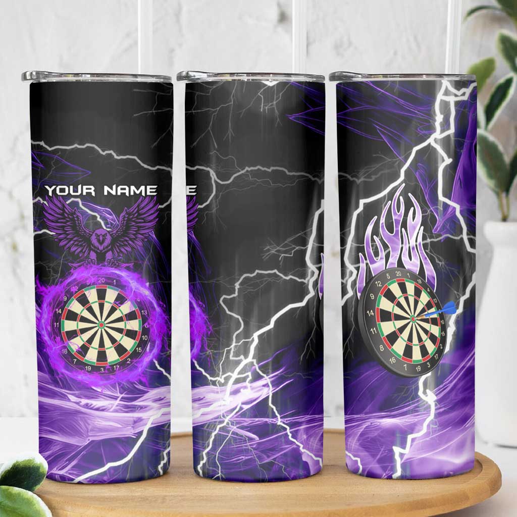 Personalized Purple Lightning Darts Board Skinny Tumbler with Owl Graphic - Wonder Print Shop