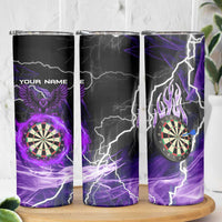 Personalized Purple Lightning Darts Board Skinny Tumbler with Owl Graphic - Wonder Print Shop