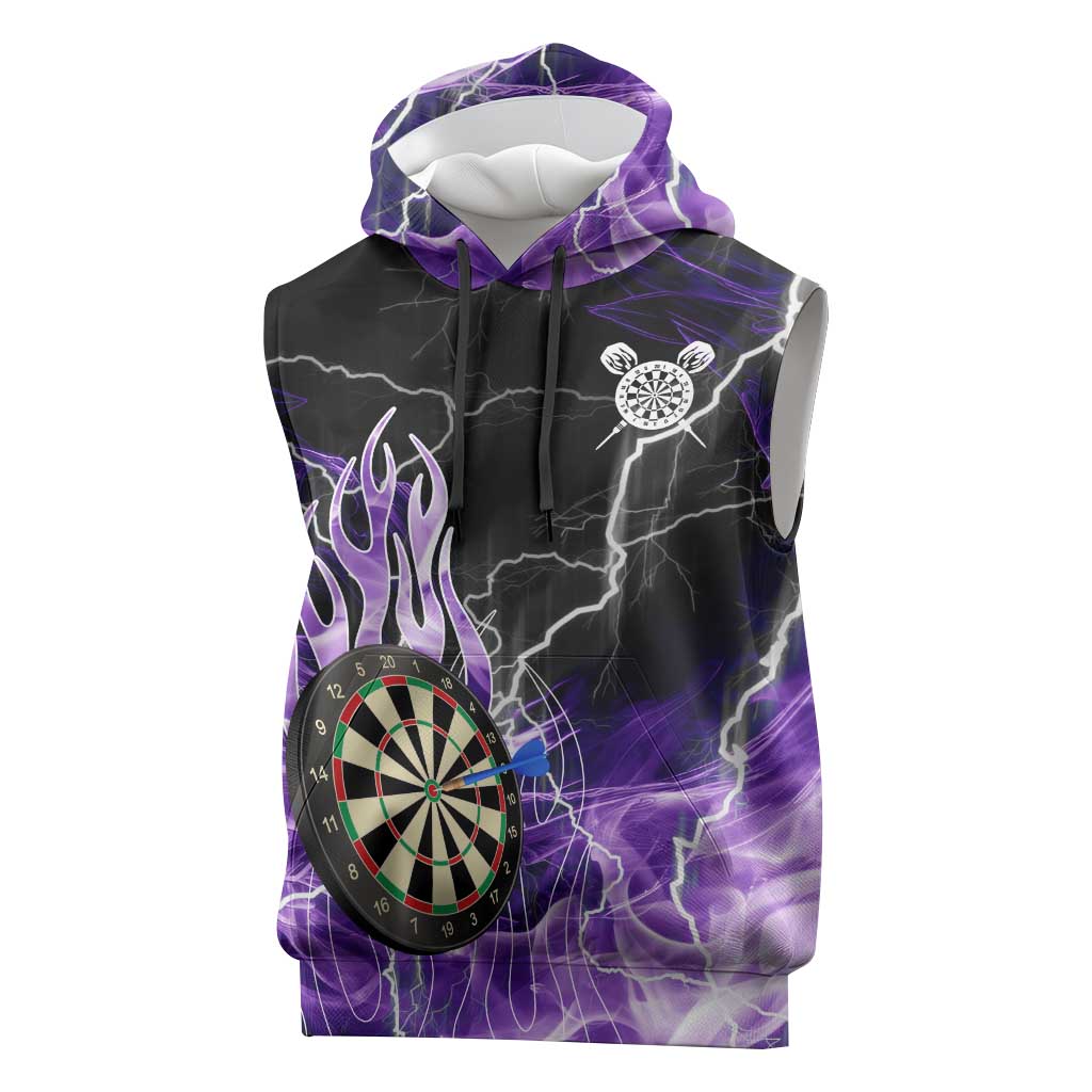 Personalized Purple Lightning Darts Board Sleeveless Hoodie with Owl Graphic - Wonder Print Shop