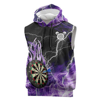 Personalized Purple Lightning Darts Board Sleeveless Hoodie with Owl Graphic - Wonder Print Shop