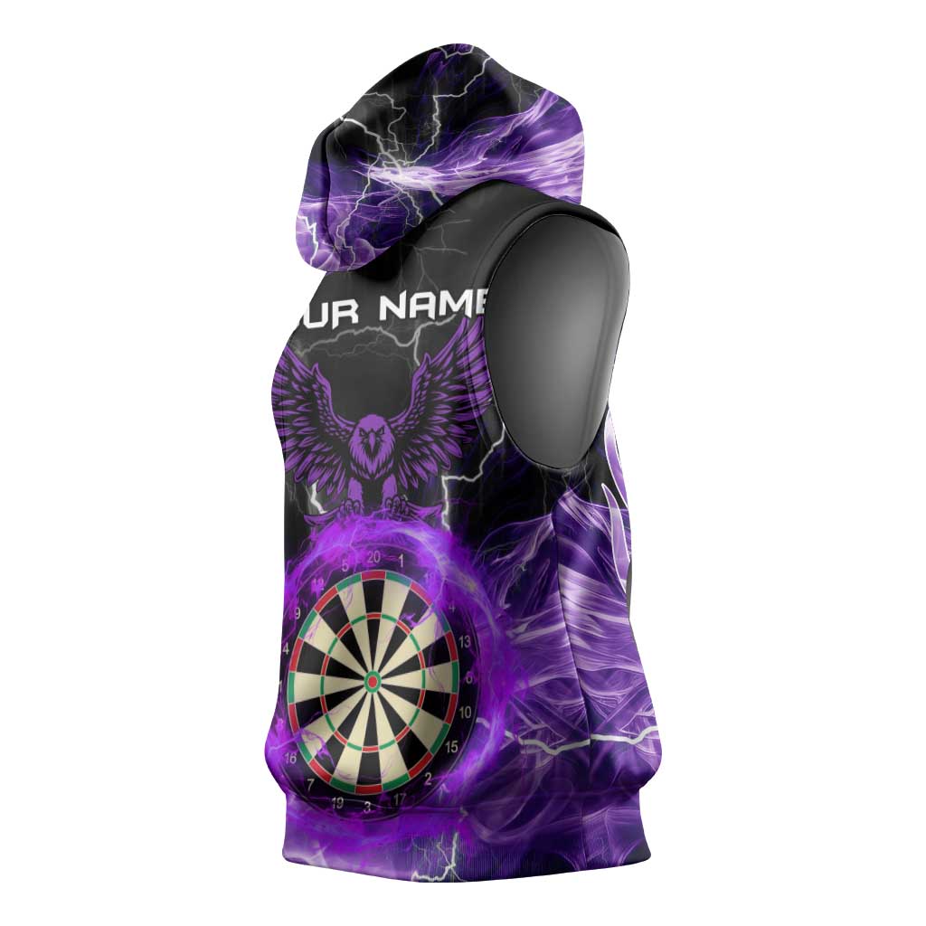 Personalized Purple Lightning Darts Board Sleeveless Hoodie with Owl Graphic - Wonder Print Shop