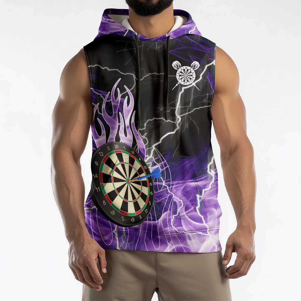 Personalized Purple Lightning Darts Board Sleeveless Hoodie with Owl Graphic - Wonder Print Shop