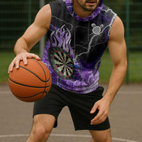 Personalized Purple Lightning Darts Board Sleeveless Hoodie with Owl Graphic - Wonder Print Shop