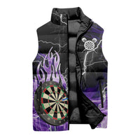 Personalized Purple Lightning Darts Board Sleeveless Puffer Jacket with Owl Graphic - Wonder Print Shop
