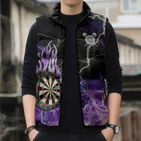 Personalized Purple Lightning Darts Board Sleeveless Puffer Jacket with Owl Graphic - Wonder Print Shop