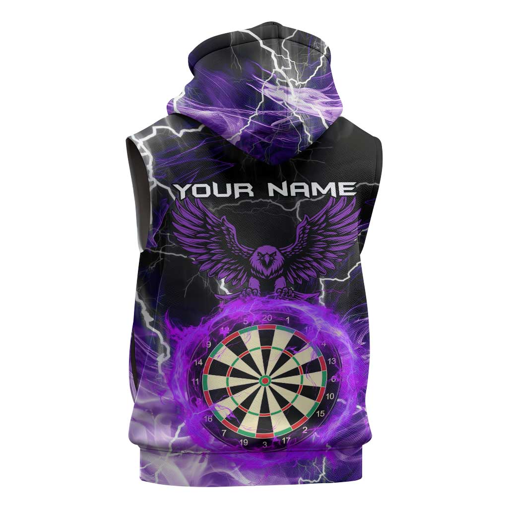 Personalized Purple Lightning Darts Board Sleeveless Zip Hoodie with Owl Graphic - Wonder Print Shop