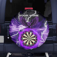 Personalized Purple Lightning Darts Board Spare Tire Cover with Owl Graphic - Wonder Print Shop