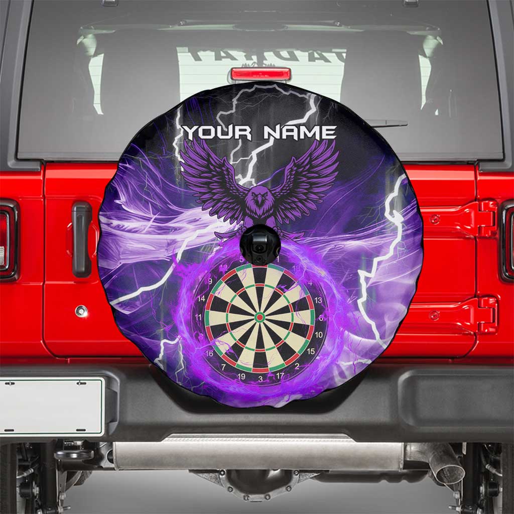 Personalized Purple Lightning Darts Board Spare Tire Cover with Owl Graphic - Wonder Print Shop