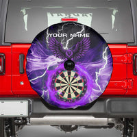 Personalized Purple Lightning Darts Board Spare Tire Cover with Owl Graphic - Wonder Print Shop