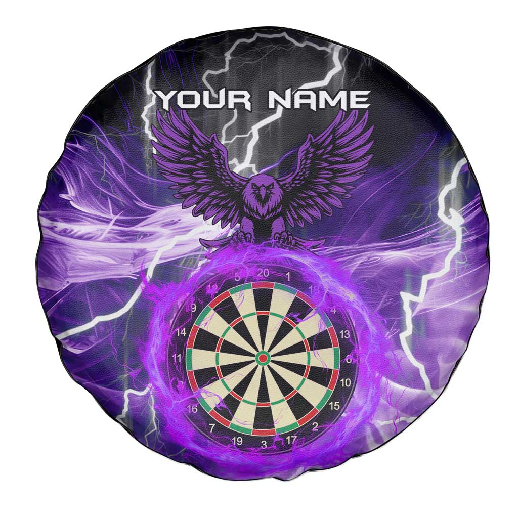 Personalized Purple Lightning Darts Board Spare Tire Cover with Owl Graphic - Wonder Print Shop