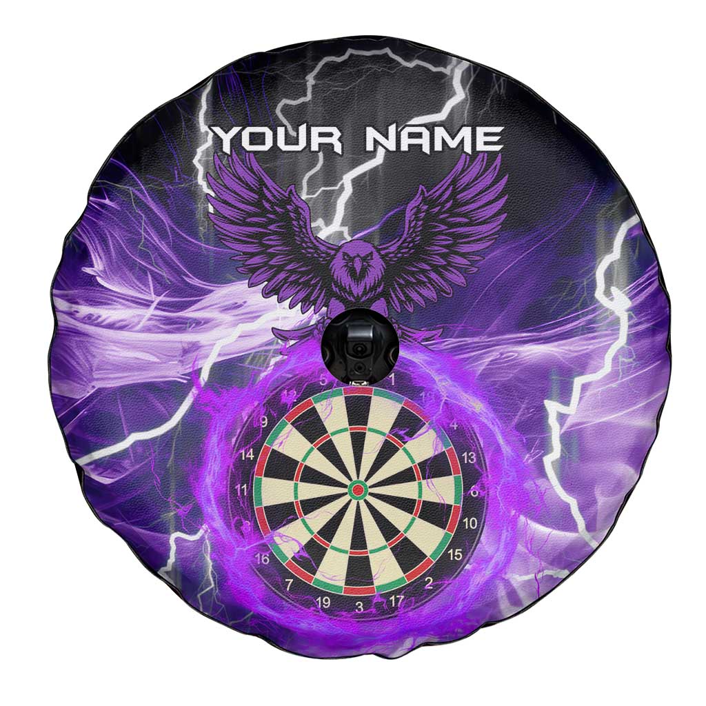 Personalized Purple Lightning Darts Board Spare Tire Cover with Owl Graphic - Wonder Print Shop