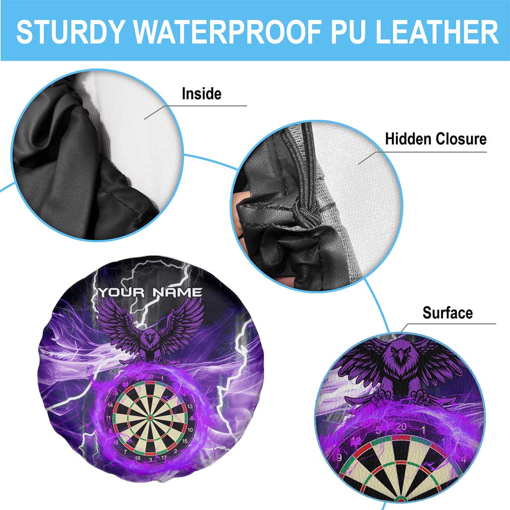 Personalized Purple Lightning Darts Board Spare Tire Cover with Owl Graphic - Wonder Print Shop