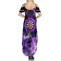 Personalized Purple Lightning Darts Board Summer Maxi Dress with Owl Graphic - Wonder Print Shop