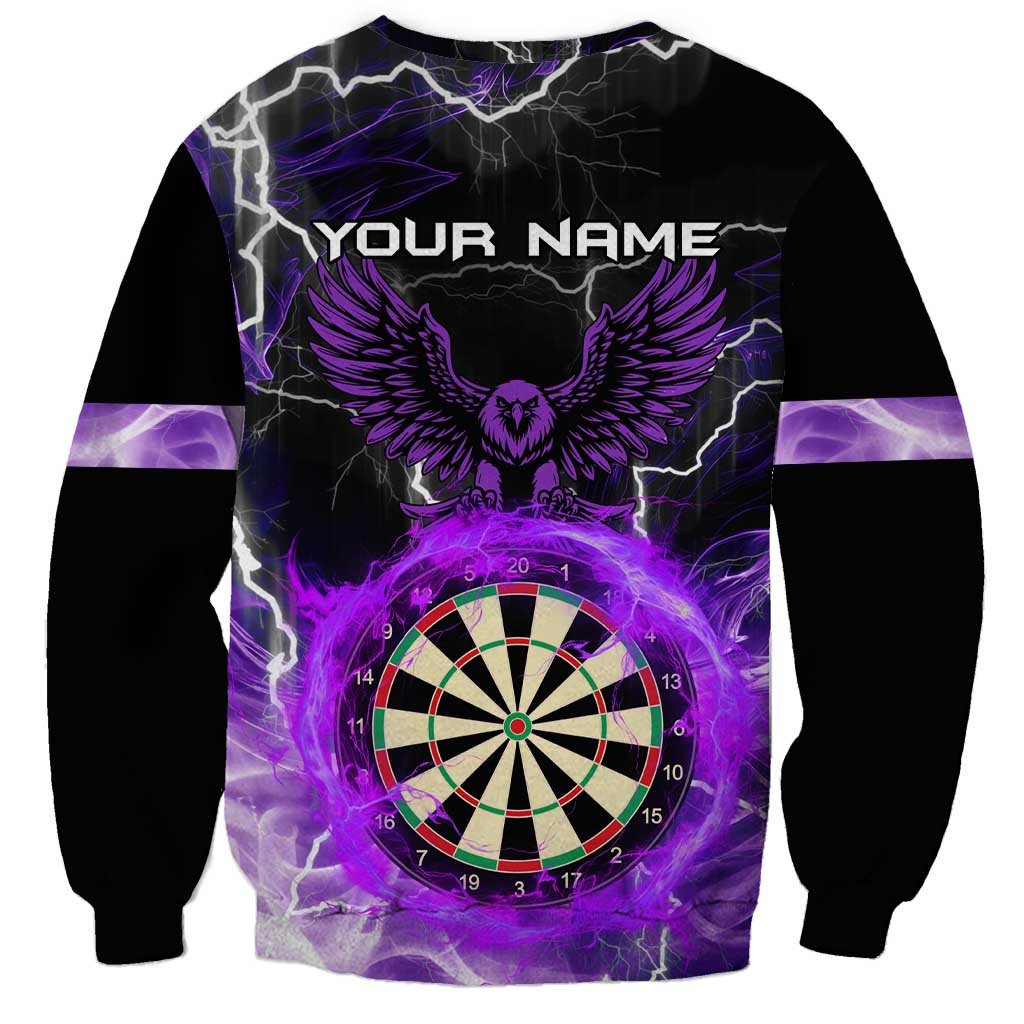 Personalized Purple Lightning Darts Board Sweatshirt with Owl Graphic - Wonder Print Shop