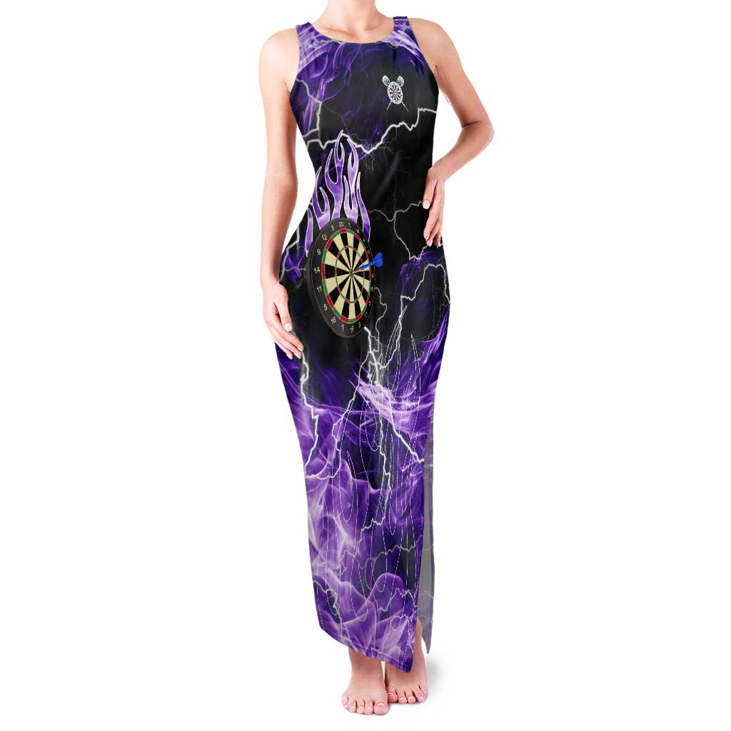 Personalized Purple Lightning Darts Board Tank Maxi Dress with Owl Graphic - Wonder Print Shop