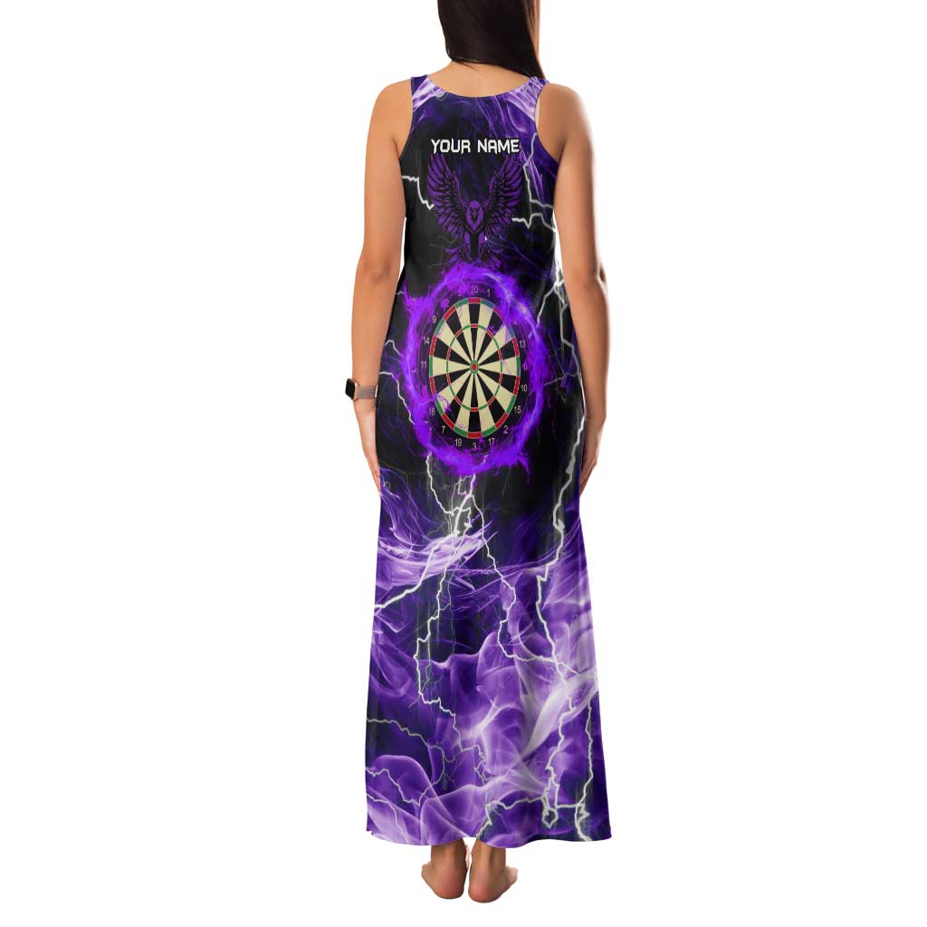 Personalized Purple Lightning Darts Board Tank Maxi Dress with Owl Graphic - Wonder Print Shop