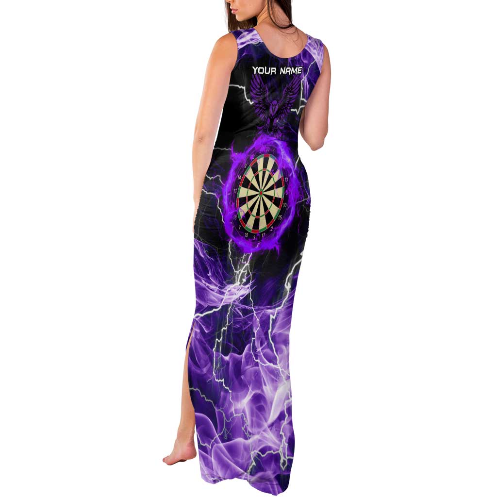 Personalized Purple Lightning Darts Board Tank Maxi Dress with Owl Graphic - Wonder Print Shop