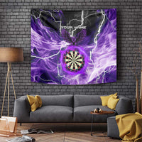 Personalized Purple Lightning Darts Board Tapestry with Owl Graphic - Wonder Print Shop