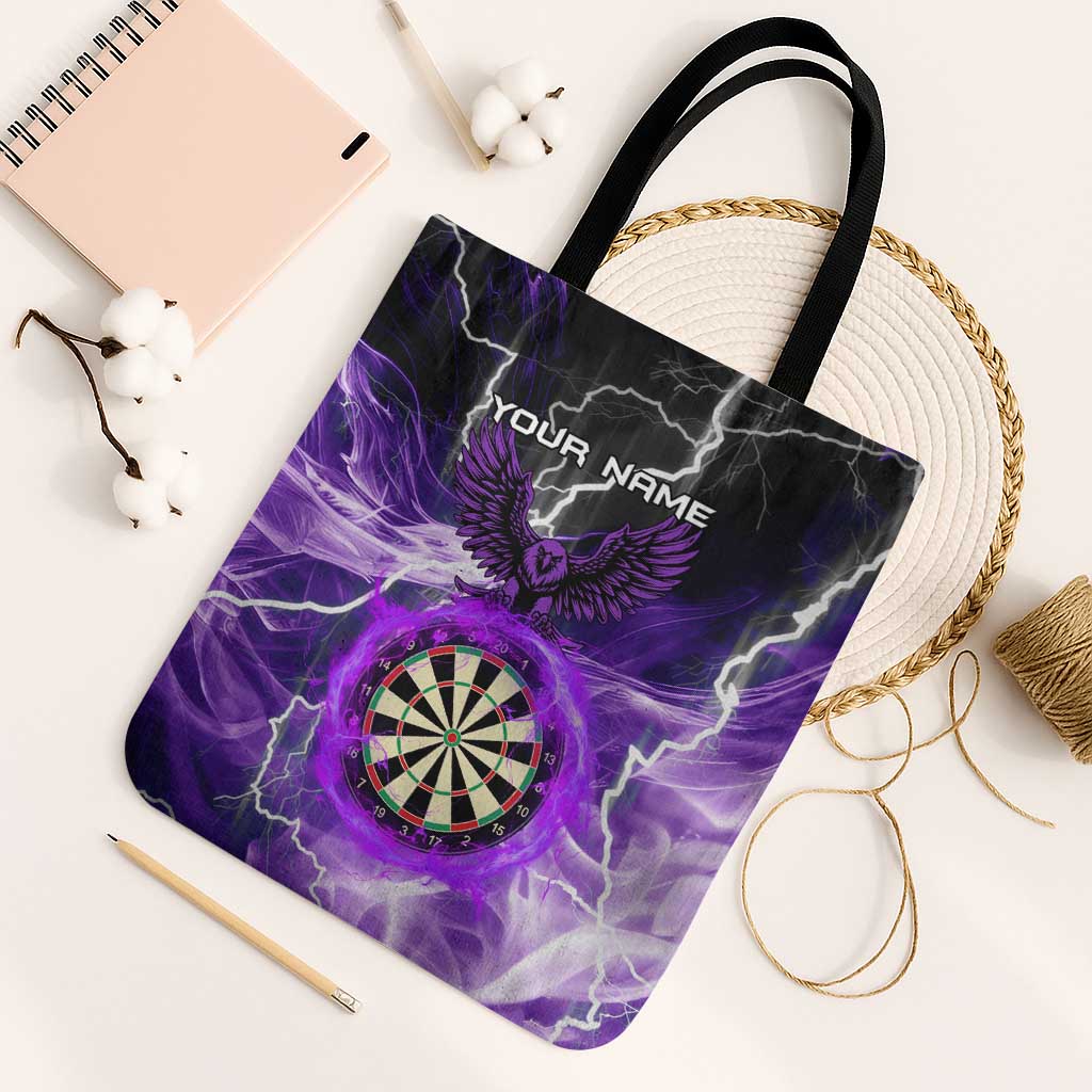 Personalized Purple Lightning Darts Board Tote Bag with Owl Graphic - Wonder Print Shop